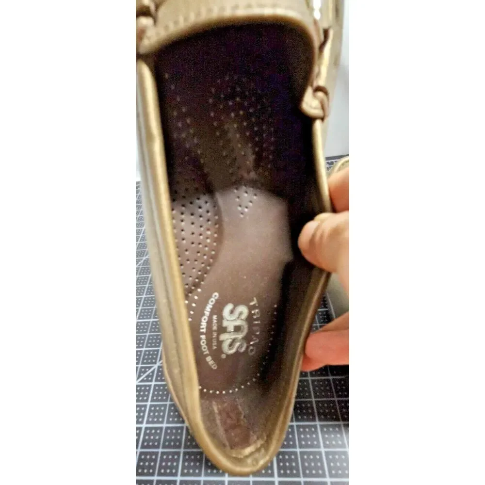 SAS Tripad cofort metro horsebit loafers shoes gold metallic Sz‎ 5.5 M